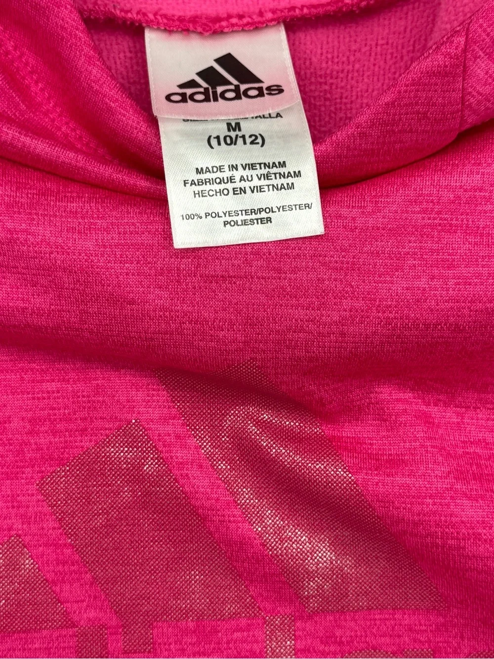 Adidas Girls Pullover Hoodie Pink Heathered Logo Sweatshirt Size 10/12